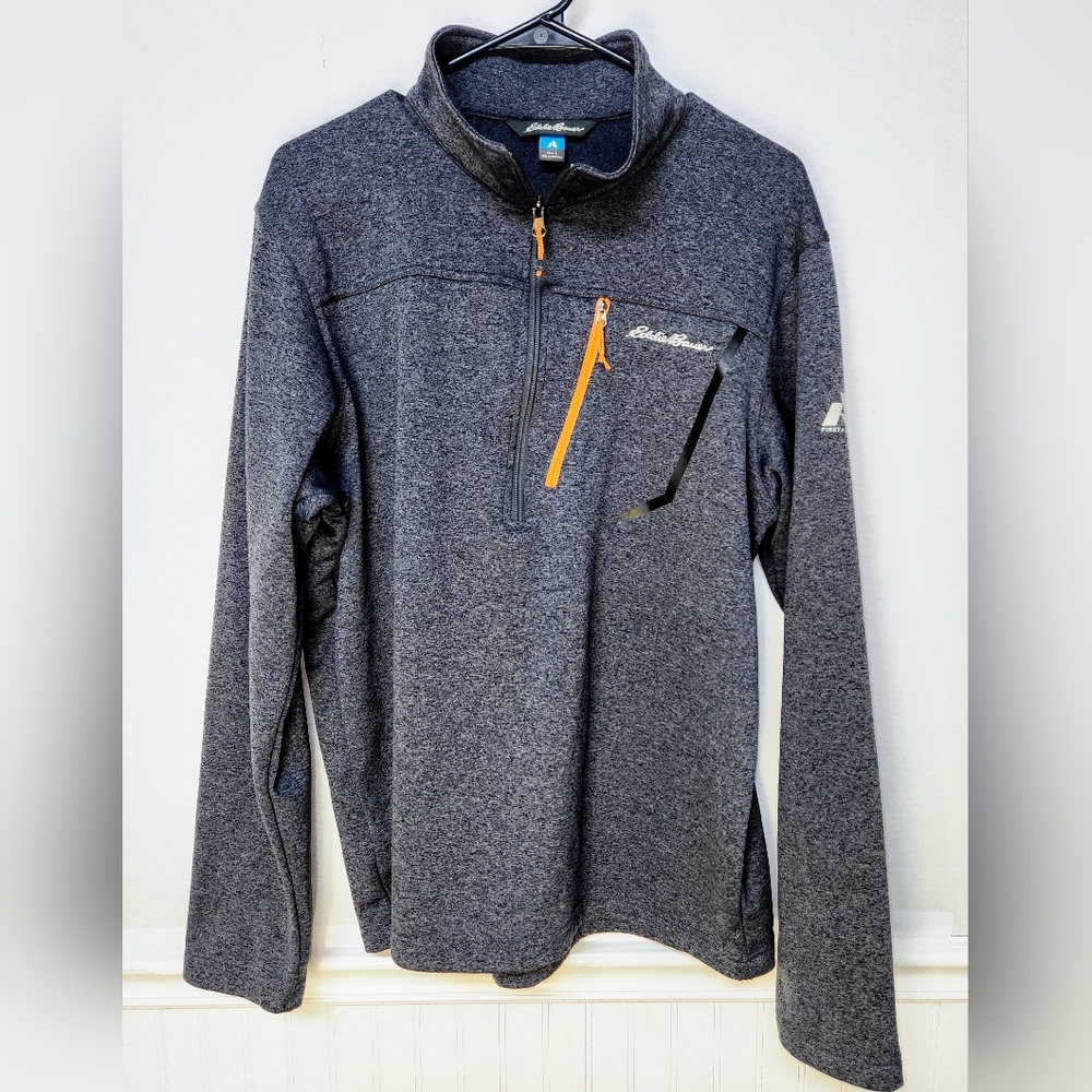 Eddie Bauer Mens First Ascent Fleece Shirt Size Large Gray Quarter Zip Jacket